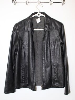 Women’s Reversible Leather Jacket - Danier XS/S - Black (Grey Cotton Reverse)